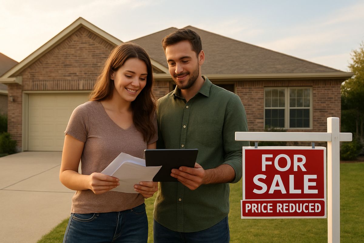 Texas homebuyers reviewing price reduction on a house for sale amid rising mortgage rates